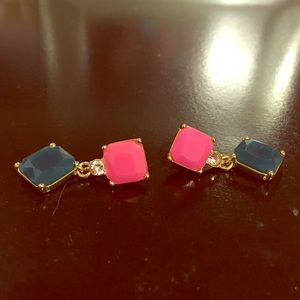J Crew Navy and Pink dangle earrings