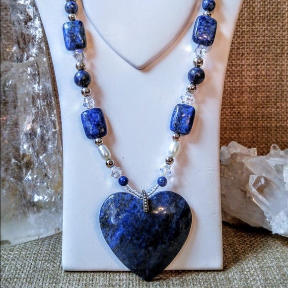 Lapis lazuli pyrite heart pendant necklace 💖