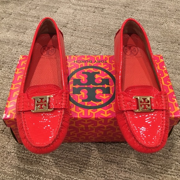 Brand new red patten leather Tory Burch flats