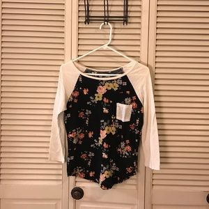Floral Quarter Sleeve T-Shirt
