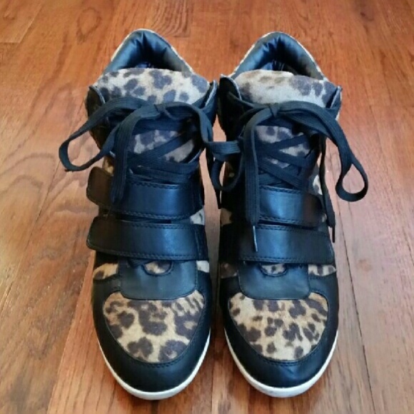 Edgy Leopard Print Sneaker Wedges