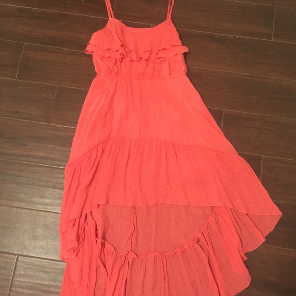 High/low light pink dress with ruffles