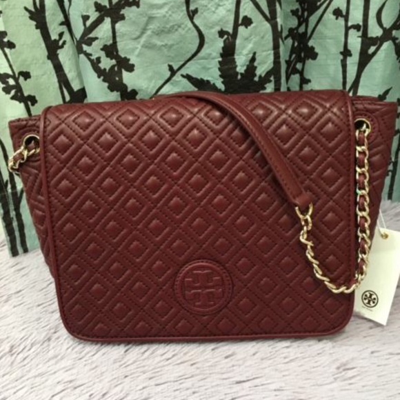 Tory Burch Marion Quilted Burgundy Shoulder Bag - Picture 2 of 4