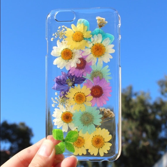 New handmade pressed dried flowers phone case