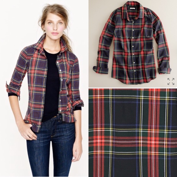 J. Crew Tops - [J. Crew] Tartan Plaid Perfect Shirt 6 Retail Rare