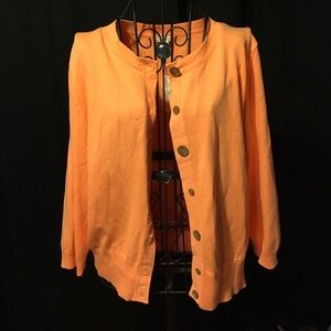 J. Jill Orange Button Down Sweater NWT