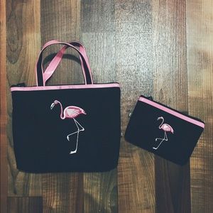 Pink & black flamingo set