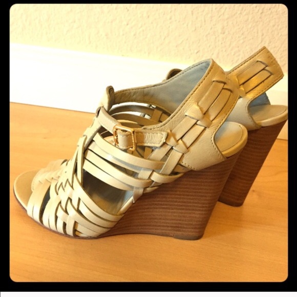 Tory Burch grey wedge sandals size 5.5