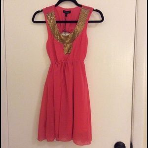 Beaded coral cocktail dress