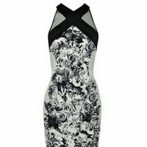 Karen Millen black & white floral polka dot dress