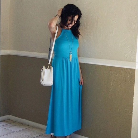 Ann Taylor Loft Dress Turquoise Fabric 95% Rayon