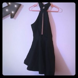 Skater dress with front slit, part open back