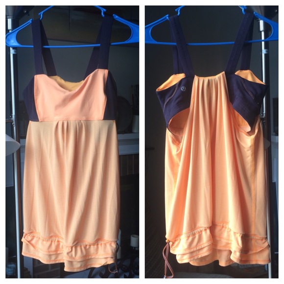Lululemon No limits orange and navy tank top