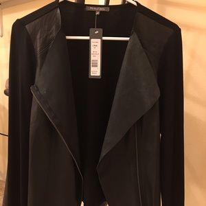 Michael star zip moto jacket with leather