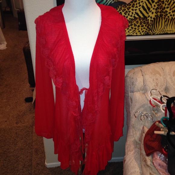 Red lace vintage cardigan