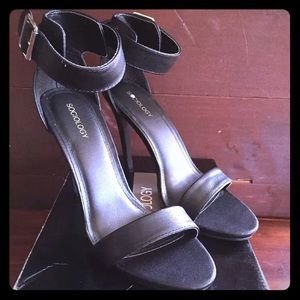 Sociology Black Stiletto Heels Open Toe Size 10