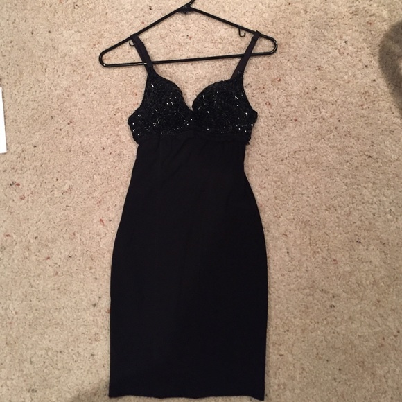 Black beaded bodice bodycon dress