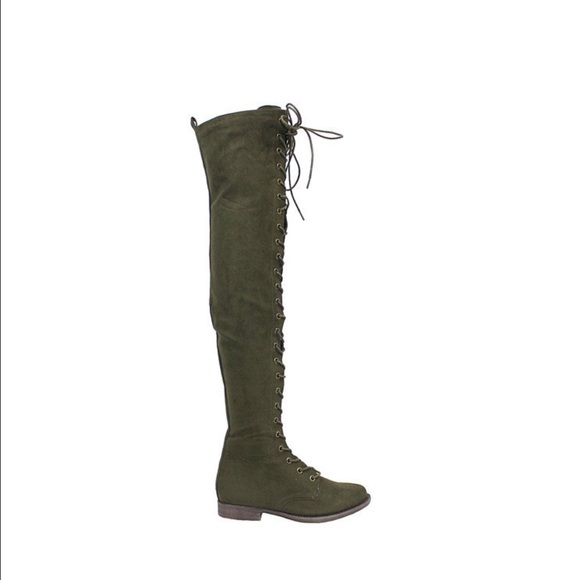 Suede Olive over the knee boot