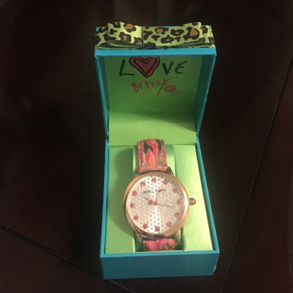 Pink and gold camouflage Betsey Johnson watch