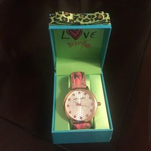 Pink and gold camouflage Betsey Johnson watch