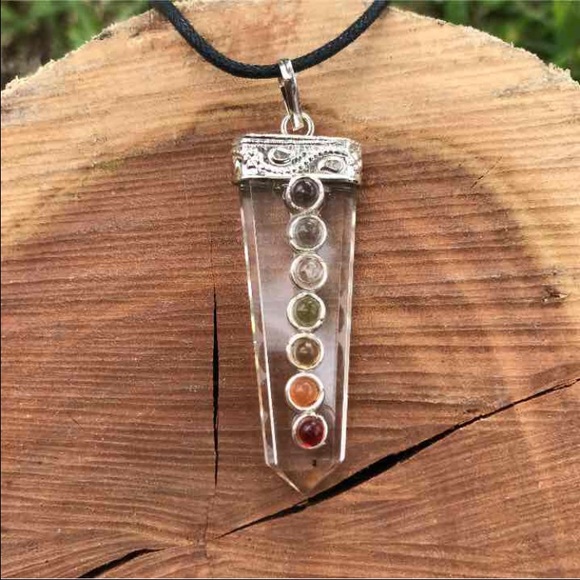 Clear Quartz Crystal Chakra Necklace