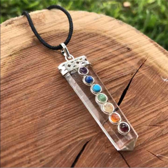 Clear Quartz Crystal Chakra Necklace