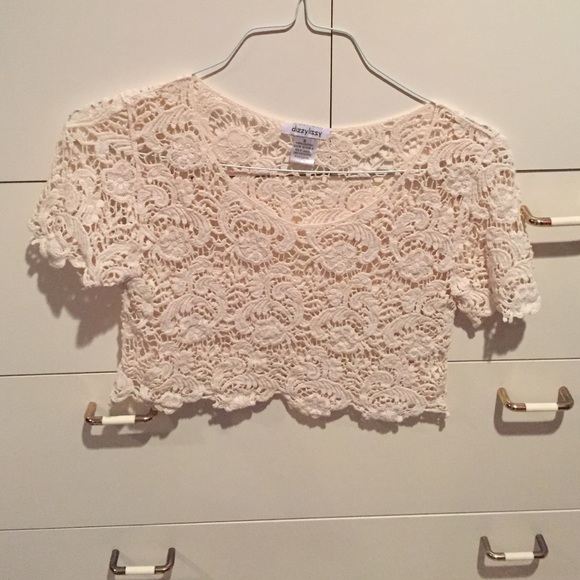 Cream lace crop top