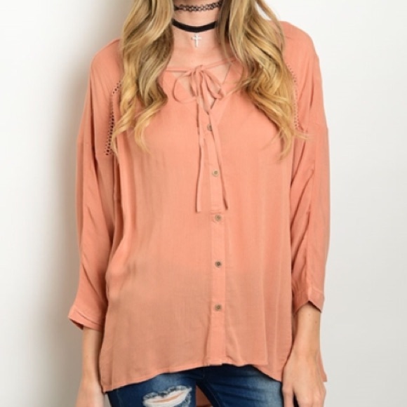 1 LEFT • Dusty Peach Loose Fit Top - Picture 4 of 4