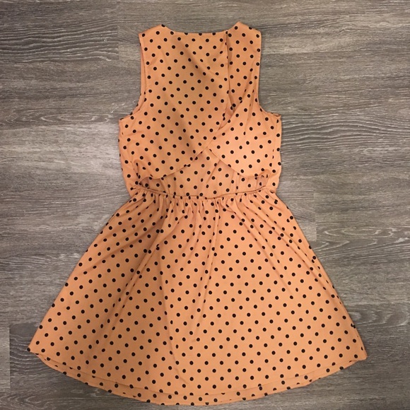 Polka Dot Peach Cut Out Dress - Picture 2 of 4