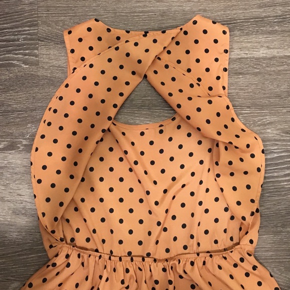 Polka Dot Peach Cut Out Dress - Picture 3 of 4