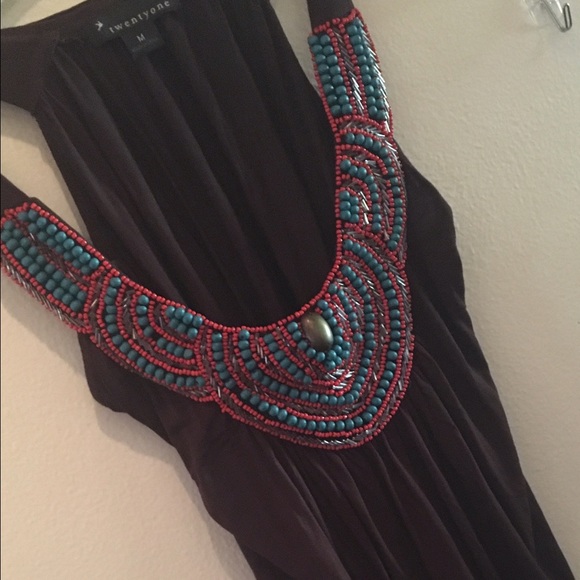 Long, brown, embellished tank top ❤️