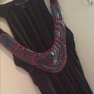 Long, brown, embellished tank top ❤️