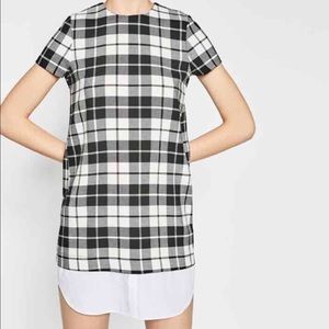 Zara contrast check dress in black and white