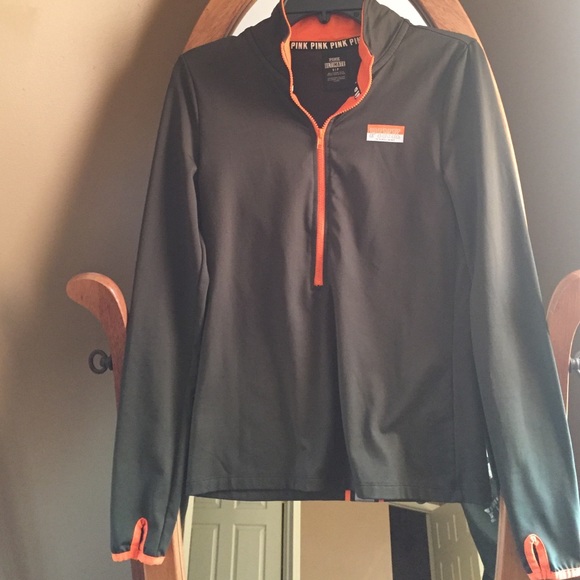 Olive green & orange pink ultimate half zip up