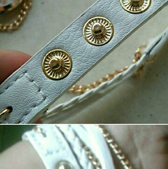 White breaded watch women gold metal chain - Picture 3 of 5