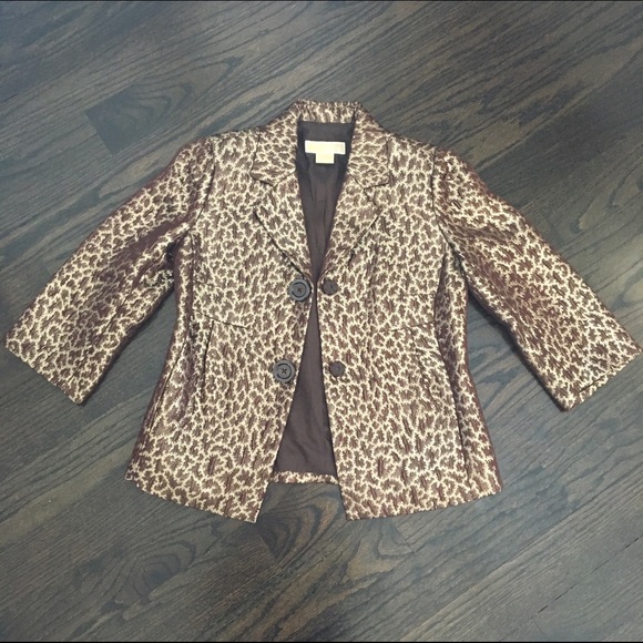 Michael Kors Metallic Leopard 2 Button Blazer - Picture 2 of 4
