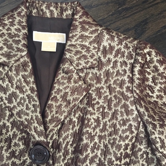 Michael Kors Metallic Leopard 2 Button Blazer - Picture 3 of 4