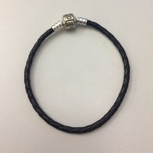 Pandora black leather cord bracelet NWOT