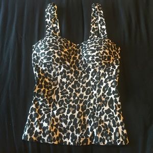 Black and white leopard print bustier top