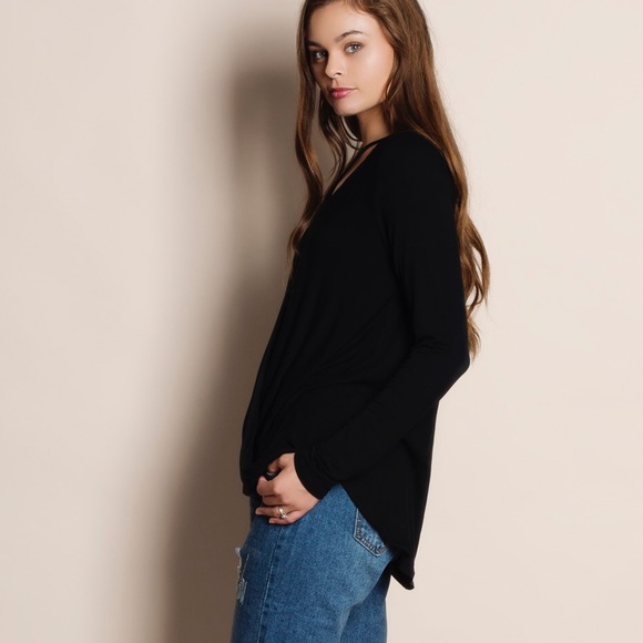 Lost Sonnet Crisscross Faux Wrap Top - Picture 2 of 4