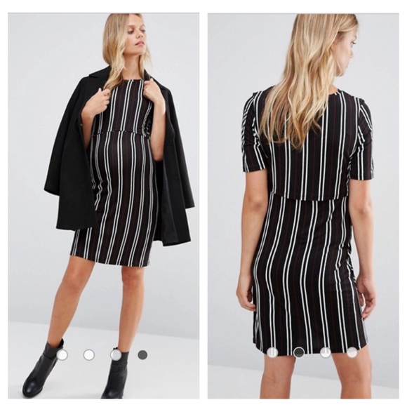 ASOS Maternity Dresses & Skirts - ASOS Maternity Nursing Black Stripe Bodycon Dress
