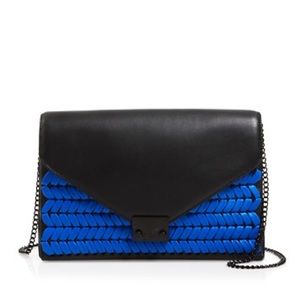Loeffler Randall Woven Lock Clutch Blue