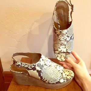 "Fleur" Snakeskin wedge sandals