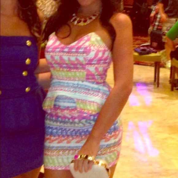 Multi color peplum dress from nasty gal worn once