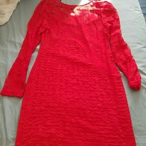 Red lace back dress