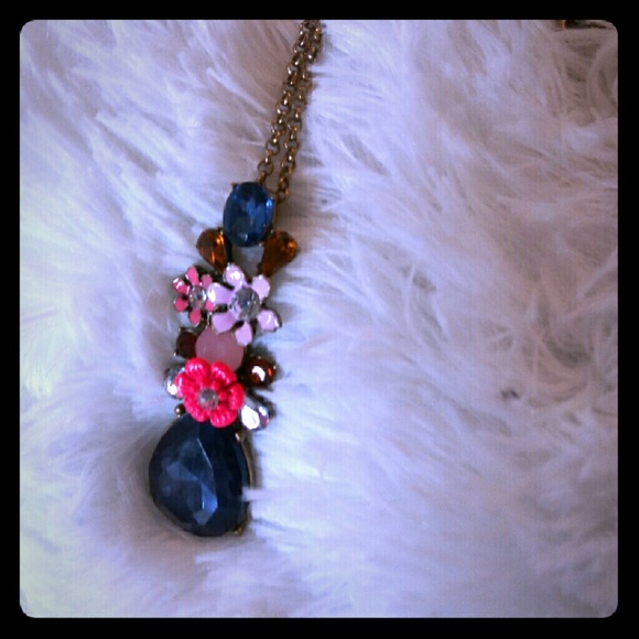 Anthropologie long floral gem necklace