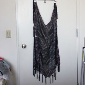 Silk scarf with fringe