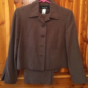 Jones New York Brown Silk-Blend Pantsuit, 2P