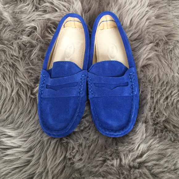 Genuine blue suede moccasin/loafers