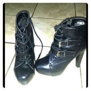 Black leather ankle boots